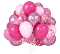 Pink Balloons Set 12inch Metallic Light Pink Balloon Pastel Pink Latex Helium Balloons Deep Hot Pink Confetti Chrome Pink Balloon Princess Birthday Party Decorations Bride Wedding DIY Supplies