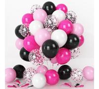 Pink Balloons Set - 60 Pack, Rose & Red Hot Pink, White Latex Balloons with Confetti, Perfect for Girls' Mouse Theme Birthday Parties, Baby & Bridal Showers