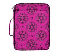 Pink Baphomet Pentagram Gothic Halloween Goth Expanding File Folder Multi-Pocket 3 Ringing School Zipper Binder with Zipper Closure for Home Office Travel