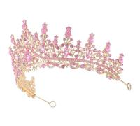 Pink Baroque Crown Headband with Rhinestone Headpiece