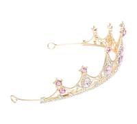 Pink Baroque Rhinestone Alloy Bridal Crown for Wedding Celebrations | Delicate Tiara Headwear, Sturdy Fine Workmanship, One Piece in Gift-ready Presentation