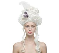 Pink Baroque Updo Wig - Floral Victorian 18th Century Colonial Style | Marie Antoinette Beehive Costume for Halloween, Masquerade, Drag, Vintage Retro 60s Parties, Cosplay & Photo Props