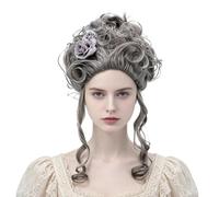 Pink Baroque Updo Wig - Floral Victorian 18th Century Colonial Style | Marie Antoinette Beehive Costume for Halloween, Masquerade, Drag, Vintage Retro 60s Parties, Cosplay & Photo Props