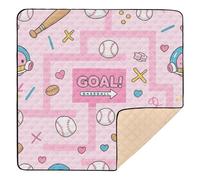 Pink Baseball Maze Game Pattern Large Stylish Baby Playmat for Indoor Outdoor 1-Piecing Padded Baby Mat for Babies Infants Toddlers, 50'' x 50''