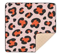 Pink - Based Leopard Print Design Large Non-Slip Baby Play Mat for Floor Water Resistant Activity Gym Mat for Babies Infants Toddlers, 50'' x 50''