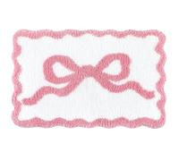 Pink Bath Mat with Bow Pattern, 40 x 60 cm Coquette Funky Bathroom Rug Floor Mat Super Soft and Water Absorbent for Shower, Bedroom, Kitchen, Doorway