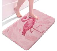 Pink Bathroom Rugs Cute Flamingo Modern Art Boho Bath Mat Soft Flannel Bath Rugs for Bathroom 17 x 29 Inches