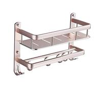 Pink Bathroom Towel Rack with Shelf, Aluminum Wall Mount Towel Holder Paint shallow Treatment with Mobile Hooks - Single Tier, Double Tier, Three Tier/60Cm/B