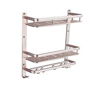 Pink Bathroom Towel Rack with Shelf, Aluminum Wall Mount Towel Holder Paint Surface Treatment with Mobile Hooks - Single Tier, Double Tier, Three Tier/50Cm/a The New (60cm C)