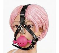 Pink BDSM Ball Gag Harness BDSM Silicone Mouth Gag Nose Hook