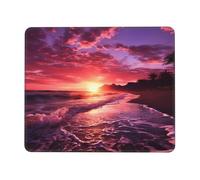 Pink Beach Sunset Mouse Pad with Anti-fray Stitching, Waterproof Gaming Mouse Mat for Women Men Non-Slip Rubber Base Computer Mousepad for Laptop Office Desk Accessories 10 x 12 inch