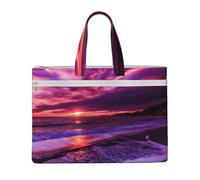 Pink Beach Sunset Printed,Canvas Document Bag Zipper File Tote Bag Handbag Briefcase for School Office