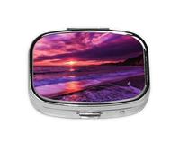 Pink Beach Sunset Printed,Meta Pill Box 2 Compartment Medicine Case,Portable Organizer,Rectangle Meta Portable Organizer Pill Box 519 Compartment Medicine Case