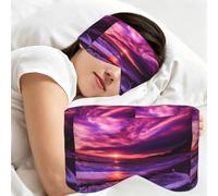 Pink Beach Sunset Printed, Sleep Mask for Home Travel, Full Eye Covers Light Blocking Eye Mask Sleep Eye and Ear Muffs