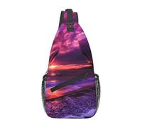 Pink Beach Sunset PrintedSling Bag for Men Crossbody Small Travel Shoulder Daypack