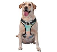 Pink Beach Waves Wild Flowers Vintage No Pull Dog Harness Adjustable Reflective Oxford Easy Control Medium Large Dog Harness