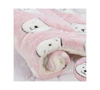 (Pink Bear, 49*32cm) Soft Plush Paw Print Pet Dog Puppy Cat Blanket Cat Bed Mat Comfy