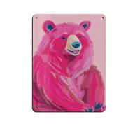 Pink Bear Wall Art Print Retro Poster Metal Tin Sign Chic Art Retro Iron Painting Bar People Cave Cafe Family Garage Poster Wall Decoration 12x16inch(30x40cm)