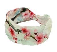 Pink Beautiful Cherry Blossom Stretch Sport Headband for Women Soft Headband Non-Slip Hairband Hair Accessories Twist Knotted Hairwrap