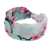 Pink Beautiful Cherry Flower Blossom Stretch Wide Headbands, Hairbands for Women, Fashion Turban Head Bands, Yoga Workout Sweatband Head Wrap, Hair Accessories