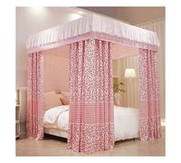 Pink Bed Canopy Drapes for Girls' Princess Room - Mesh Protection Netting with Metal Bracket, Decorative Bedroom Curtains for Single & Double Beds, Stylish Shielding Solution
