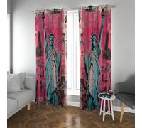 Pink Bedroom Blackout Curtain Statue of the Goddess of the Sea Prints Pattern Room Darkening Window Drapes for Living Room 2 Panels B107xH180cm