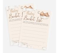 Pink Bee Baby Shower Activity; Bucket List Cards, A6 Size, Teddy Bear Theme Baby-Shower or Gender Reveal Keepsake Game for Parents-to-Be, First Year Memory (20)