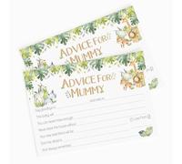 Pink Bee - Baby Shower Advice Cards in Safari Theme for Mum to Be, A6 Baby Shower Game Keepsake, Neutral Green - 40 Cards