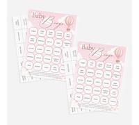 Pink Bee Baby Shower Bingo Game in a Sweet Hot Air Balloon Theme; Up, Up and Away in Pink for Baby Girls. (2 x 20 Player)