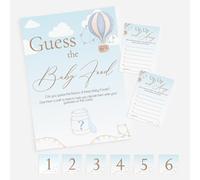 Pink Bee Baby Shower Game Guess The Baby Food in Blue Hot Air Balloon Theme Up, Up and Away, Baby Boys Party Pack, Gender Reveal - 40 Player