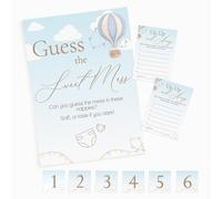 Pink Bee Baby Shower Game Guess The Sweet Mess in Blue Hot Air Balloon Theme Up, Up and Away (20 Players)