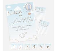 Pink Bee Baby Shower Game Guess The Sweet Mess in Blue Hot Air Balloon Theme Up, Up and Away (40 Players)