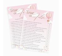 Pink Bee Baby Shower Game True or False, Pink Hot Air Ballon Theme; Up, Up and Away Baby Girl Fun Trivia Quiz for Parents To Be (40 Player)