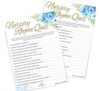 Pink Bee Nursery Rhyme Quiz - Blue Floral Theme Baby Shower Game - 10 Players