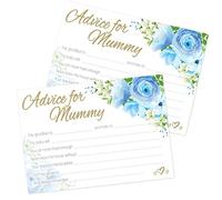 Pink Bee Parties Advice Cards for Mummy to Be in Blue Floral Theme - Baby Shower Keepsake - 10 Cards