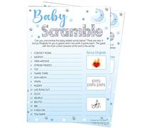 Pink Bee Parties Baby Scramble - Moon and Stars Blue Baby Shower Game - 10 Players