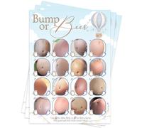 Pink Bee Parties Baby Shower Game Bump or Beer in Blue Hot Air Ballon Theme; Up, Up and Away for Baby Boy, Fun Picture Quiz Game, Parents To Be, Gender Reveal (30 Player)