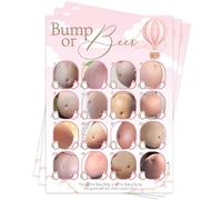 Pink Bee Parties Baby Shower Game Bump or Beer in Pink Hot Air Ballon Theme; Up, Up and Away for Baby Girl, Fun Picture Quiz Game, Parents To Be, Gender Reveal (10 Player)