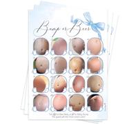 Pink Bee Parties Baby Shower Game Bump or Beer - Pretty Bow Theme in Blue for Baby Boy, Fun Trivia Quiz with Picture Game Cards, Parents To Be, Gender Reveal (40 Player)