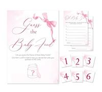 Pink Bee Parties Baby Shower Game Guess The Baby Food in Pretty Pink Bow Theme for Baby Girls, Gender Reveal Fun - 20 Player