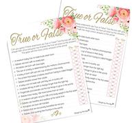 Pink Bee Parties Baby Shower Game - True or False Quiz in Floral Theme - Pink