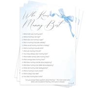 Pink Bee Parties Baby Shower Game Who Knows Mum Best in Pretty Blue Bow Theme for Baby Boy, Trivia Quiz About Mummy-To-Be