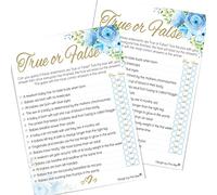 Pink Bee Parties, Baby True or False Quiz - Floral Theme Baby Shower Game - Blue
