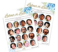 Pink Bee Parties Labour or Lust Game in Blue Floral Theme - Baby Shower Game - 10 Players