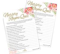Pink Bee Parties, Nursery Rhyme Quiz - Pink Floral Theme Baby Shower Game - 20 Players