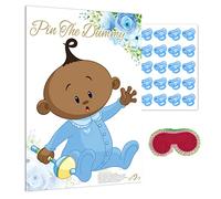 Pink Bee Parties Pin The Dummy in Blue Floral Theme Ethnic Edition Baby Shower Game - 20 Player