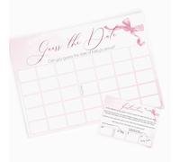 Pink Bee Parties Ribbon Bow Guess the Date Baby Shower Activity in Pink