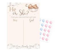 Pink Bee Parties Teddy Gender Reveal Voting Activity - 20 Guest - inc Balloon Stickers