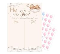 Pink Bee Parties Teddy Gender Reveal Voting Activity - 40 Guest - inc Balloon Stickers