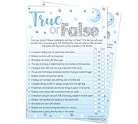 Pink Bee True or False Baby Shower Game Over the Moon Blue 10 Players | Blue moon and stars theme; 10 game cards (125 x 175 mm); 16 fun baby-themed true or false questions; UK made